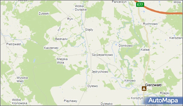 mapa Szczepankowo gmina Grunwald, Szczepankowo gmina Grunwald na mapie Targeo