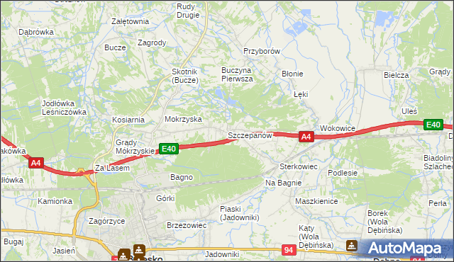 mapa Szczepanów gmina Brzesko, Szczepanów gmina Brzesko na mapie Targeo