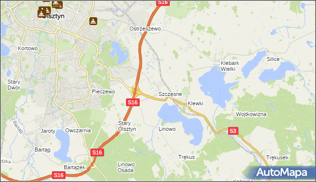 mapa Szczęsne gmina Purda, Szczęsne gmina Purda na mapie Targeo
