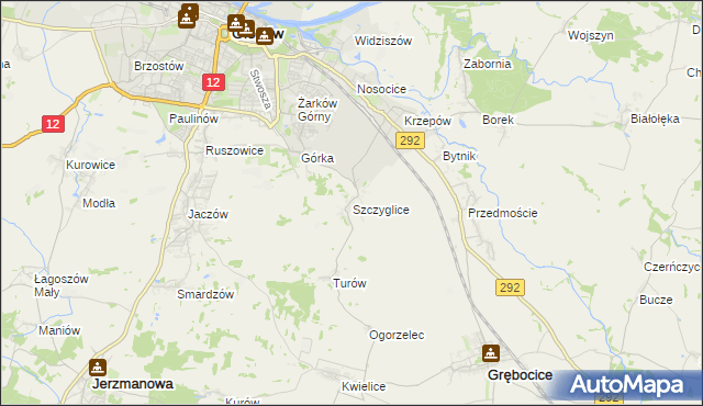 mapa Szczyglice gmina Głogów, Szczyglice gmina Głogów na mapie Targeo