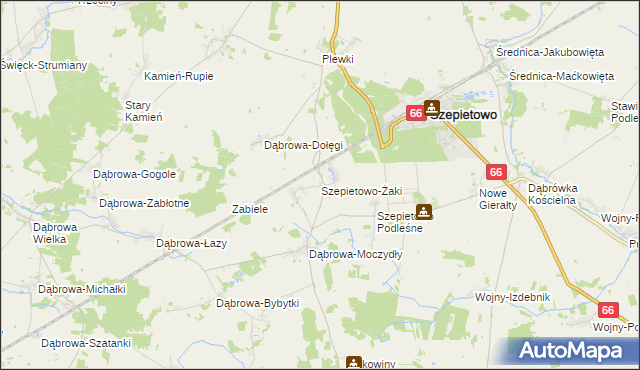 mapa Szepietowo-Żaki, Szepietowo-Żaki na mapie Targeo