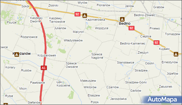 mapa Szewce Nagórne, Szewce Nagórne na mapie Targeo