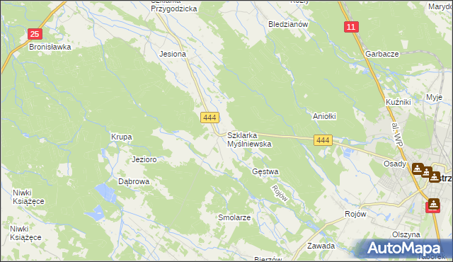 mapa Szklarka Myślniewska, Szklarka Myślniewska na mapie Targeo