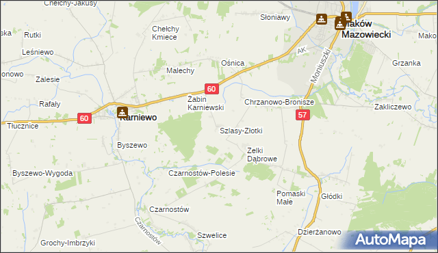 mapa Szlasy-Złotki, Szlasy-Złotki na mapie Targeo