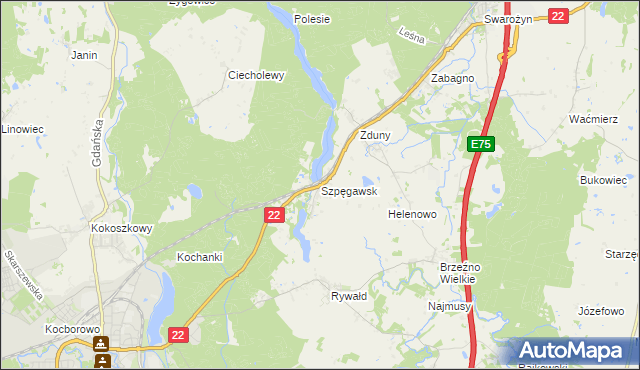 mapa Szpęgawsk, Szpęgawsk na mapie Targeo