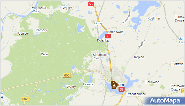 mapa Sztumskie Pole, Sztumskie Pole na mapie Targeo