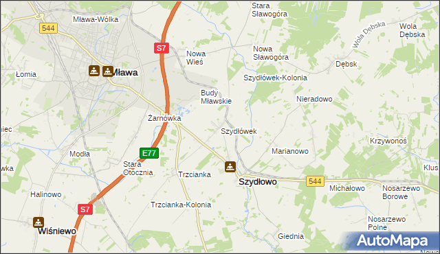 mapa Szydłówek gmina Szydłowo, Szydłówek gmina Szydłowo na mapie Targeo