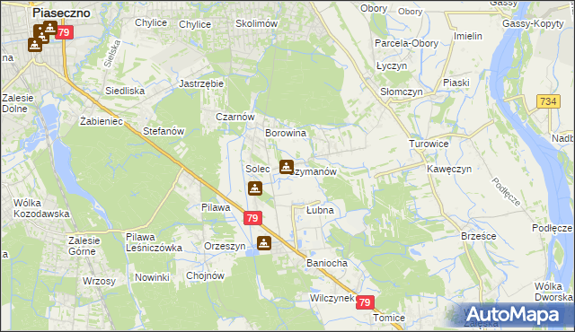 mapa Szymanów gmina Góra Kalwaria, Szymanów gmina Góra Kalwaria na mapie Targeo