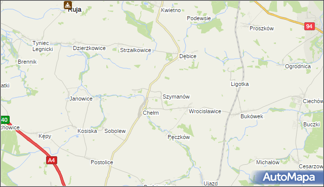 mapa Szymanów gmina Malczyce, Szymanów gmina Malczyce na mapie Targeo