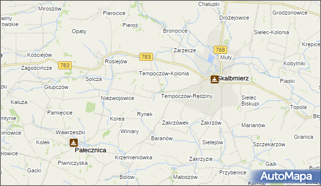 mapa Tempoczów-Rędziny, Tempoczów-Rędziny na mapie Targeo