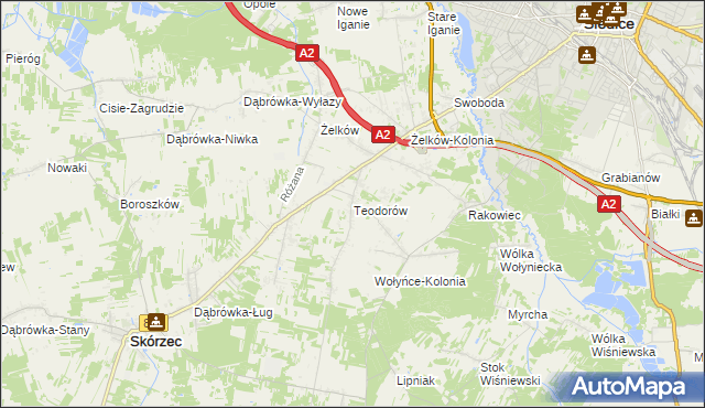 mapa Teodorów gmina Skórzec, Teodorów gmina Skórzec na mapie Targeo