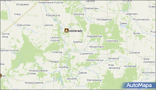 mapa Teodorów gmina Wodzierady, Teodorów gmina Wodzierady na mapie Targeo