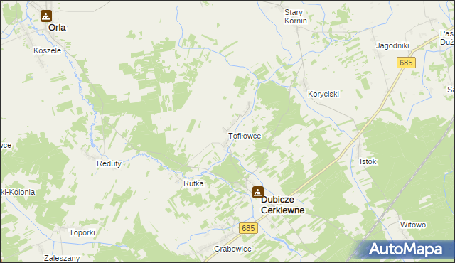 mapa Tofiłowce, Tofiłowce na mapie Targeo
