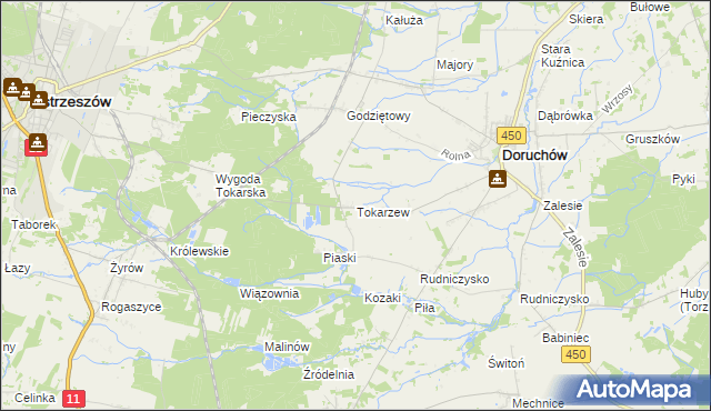 mapa Tokarzew gmina Doruchów, Tokarzew gmina Doruchów na mapie Targeo