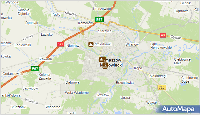 mapa Tomaszów Mazowiecki, Tomaszów Mazowiecki na mapie Targeo