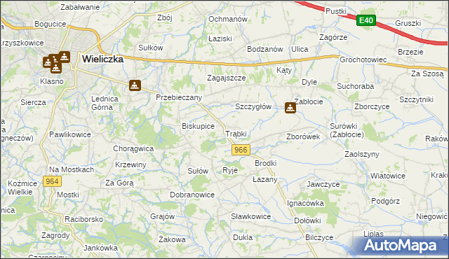 mapa Trąbki gmina Biskupice, Trąbki gmina Biskupice na mapie Targeo