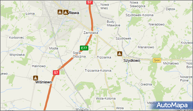 mapa Trzcianka gmina Szydłowo, Trzcianka gmina Szydłowo na mapie Targeo