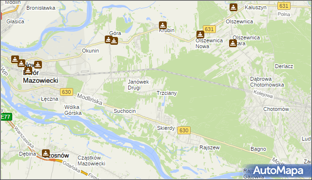 mapa Trzciany gmina Jabłonna, Trzciany gmina Jabłonna na mapie Targeo