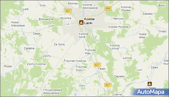 mapa Trzciniec Mały, Trzciniec Mały na mapie Targeo