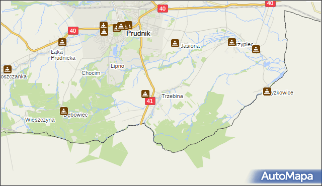 mapa Trzebina gmina Lubrza, Trzebina gmina Lubrza na mapie Targeo