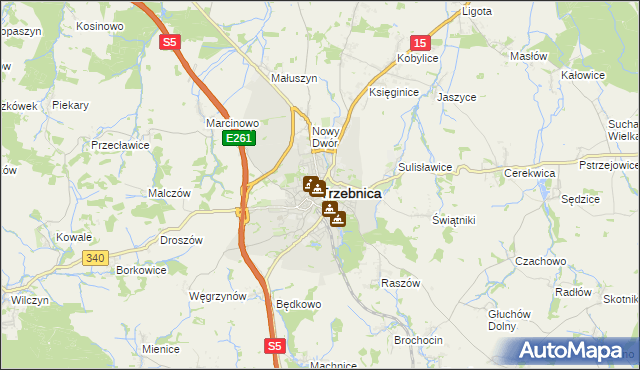 mapa Trzebnica, Trzebnica na mapie Targeo