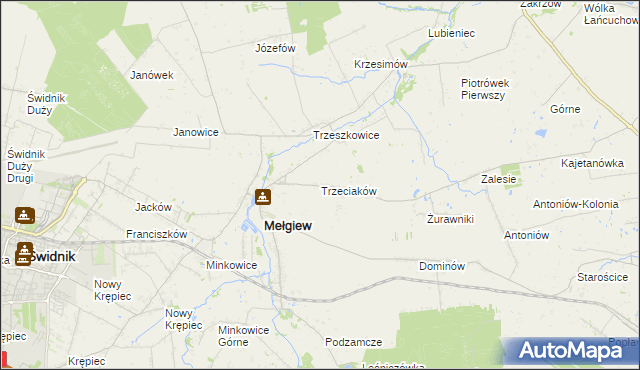 mapa Trzeciaków, Trzeciaków na mapie Targeo