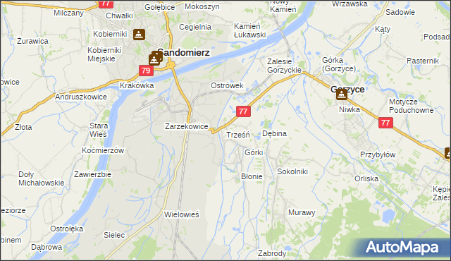 mapa Trześń gmina Gorzyce, Trześń gmina Gorzyce na mapie Targeo