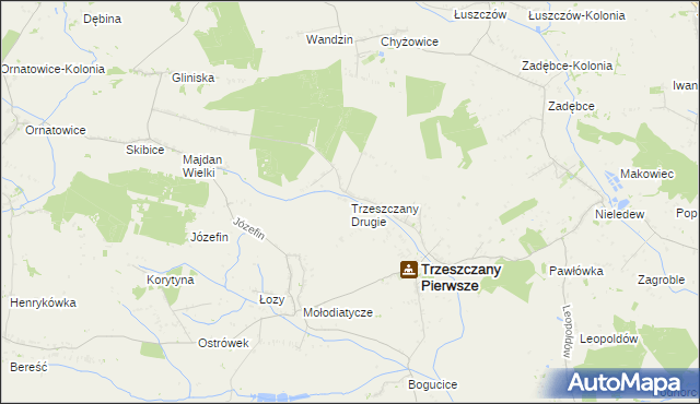 mapa Trzeszczany Drugie, Trzeszczany Drugie na mapie Targeo