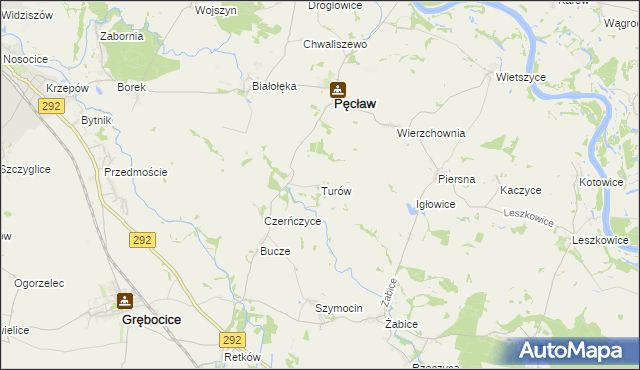 mapa Turów gmina Pęcław, Turów gmina Pęcław na mapie Targeo