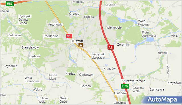 mapa Tuszynek Majoracki, Tuszynek Majoracki na mapie Targeo