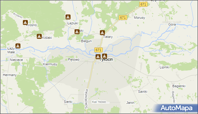 mapa Tykocin, Tykocin na mapie Targeo