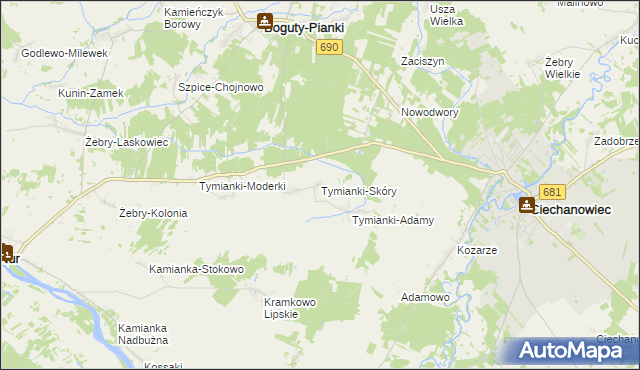 mapa Tymianki-Skóry, Tymianki-Skóry na mapie Targeo