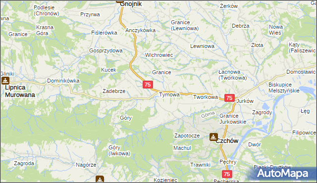 mapa Tymowa gmina Czchów, Tymowa gmina Czchów na mapie Targeo