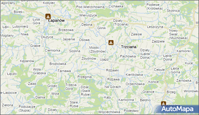 mapa Ujazd gmina Trzciana, Ujazd gmina Trzciana na mapie Targeo