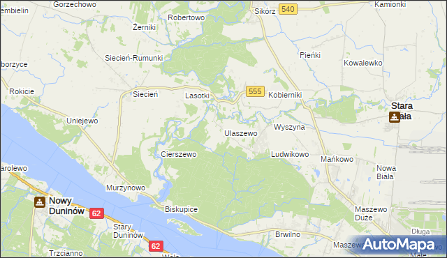 mapa Ulaszewo, Ulaszewo na mapie Targeo