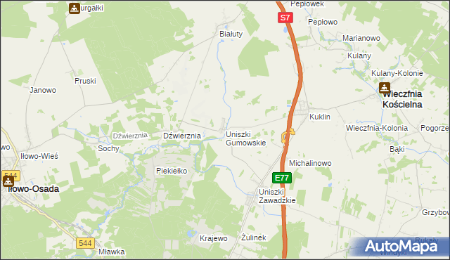 mapa Uniszki Gumowskie, Uniszki Gumowskie na mapie Targeo