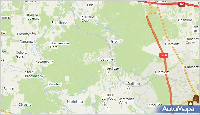 mapa Ustronie gmina Zgierz, Ustronie gmina Zgierz na mapie Targeo