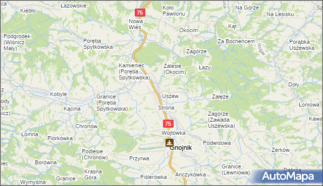 mapa Uszew, Uszew na mapie Targeo