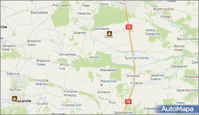 mapa Wacławów Gajówka, Wacławów Gajówka na mapie Targeo