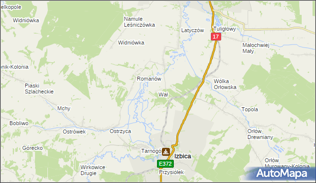 mapa Wał gmina Izbica, Wał gmina Izbica na mapie Targeo