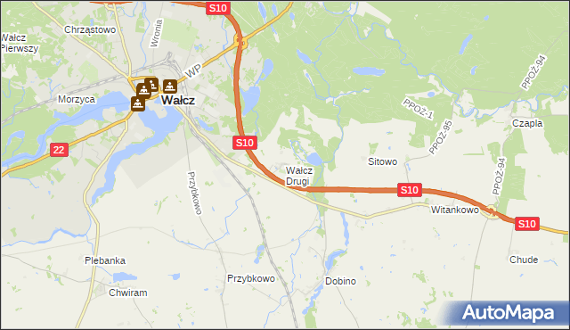 mapa Wałcz Drugi, Wałcz Drugi na mapie Targeo