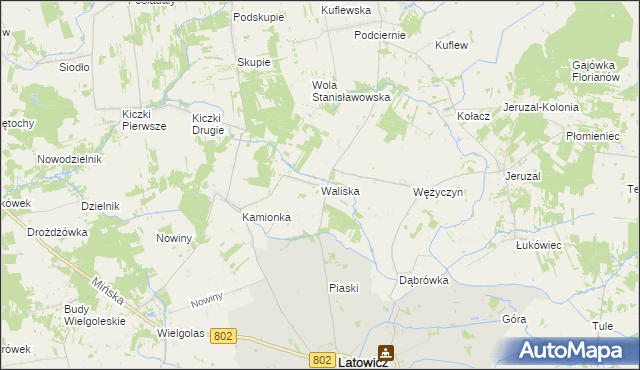 mapa Waliska gmina Latowicz, Waliska gmina Latowicz na mapie Targeo