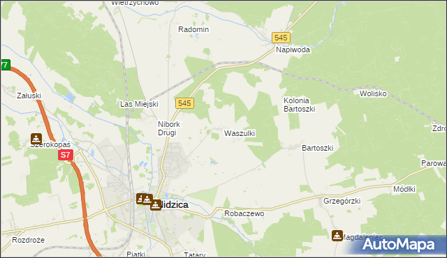 mapa Waszulki, Waszulki na mapie Targeo