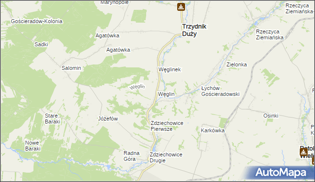 mapa Węglin gmina Trzydnik Duży, Węglin gmina Trzydnik Duży na mapie Targeo