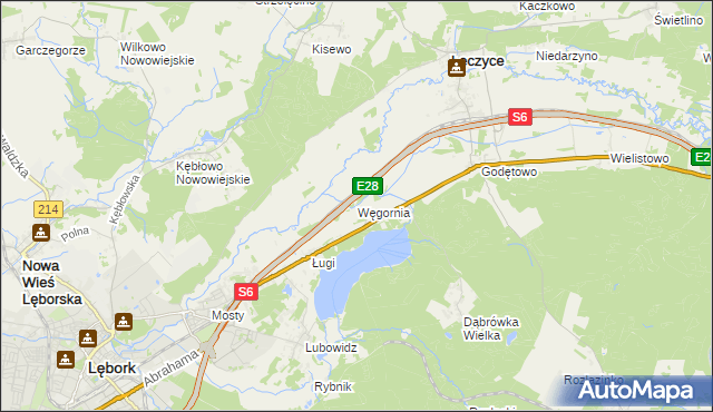 mapa Węgornia, Węgornia na mapie Targeo