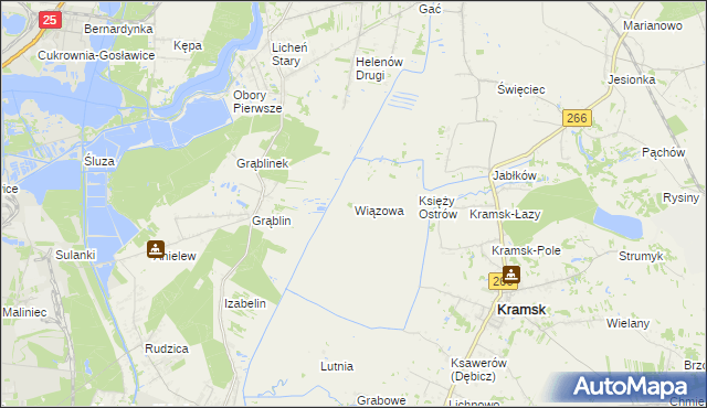 mapa Wiązowa gmina Kramsk, Wiązowa gmina Kramsk na mapie Targeo