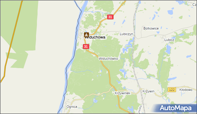 mapa Widuchówko, Widuchówko na mapie Targeo