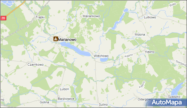 mapa Wiechowo, Wiechowo na mapie Targeo