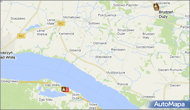 mapa Więcławice gmina Brudzeń Duży, Więcławice gmina Brudzeń Duży na mapie Targeo