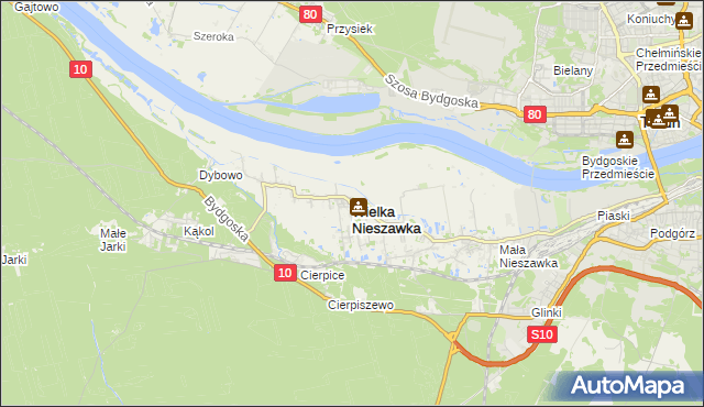 mapa Wielka Nieszawka, Wielka Nieszawka na mapie Targeo